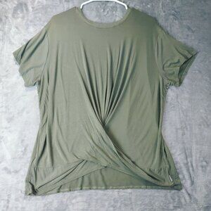 Eddie Bauer Womens Green Twist Front Short‎ Sleeve Top EcoVero Rayon Casual Vibe